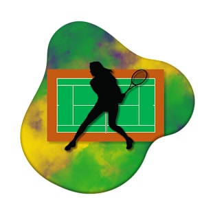 Tennis Player with Tennis Court Background and Wimbledon Colours 1 T-Shirt