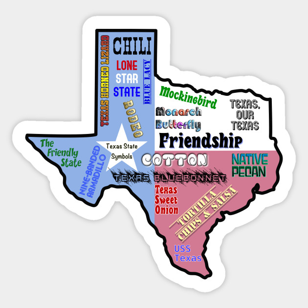 Texas State Symbols Texas State Symbols Pegatina Teepublic Mx