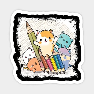 Colorful Cat Kitten Lover - Cute Crayon Cat Magnet