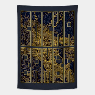 Cochabamba, Bolivia City Map Typography - Gold Art Deco Tapestry