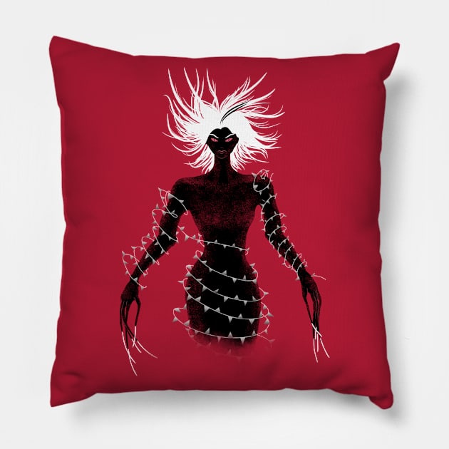 Creepy Demon Girl Ghost In Dress Of Glass Pillow by Boriana Giormova