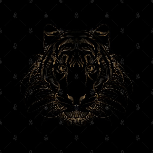 Gold Serious Brave Tiger Face For Dark Background Chinese New Year by ActivLife