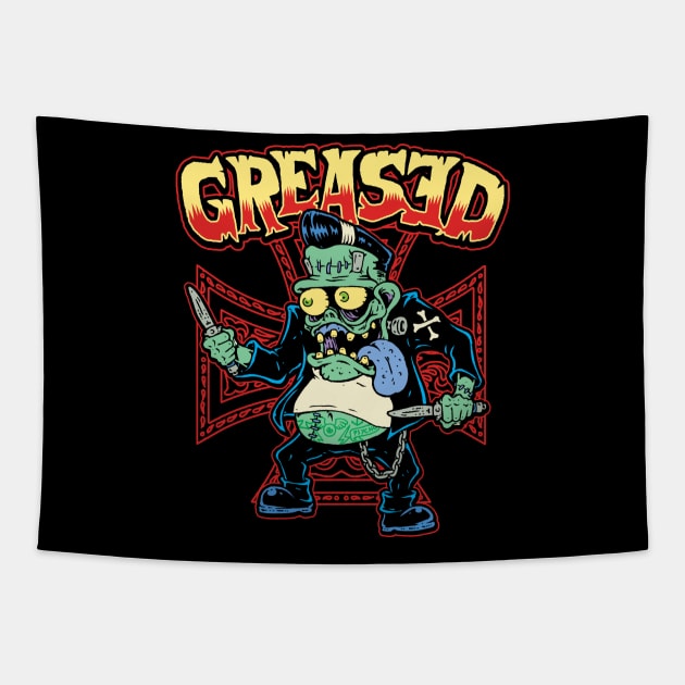 Greased Monster Fink Greaser Tapestry by MonstersandMartians