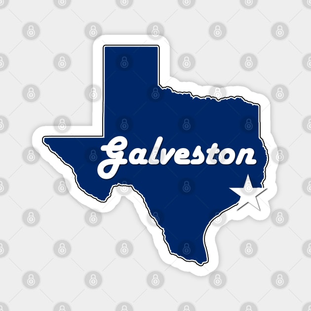 Galveston Texas Navy Blue Lone Star State Map Texan Magnet by Sports Stars ⭐⭐⭐⭐⭐