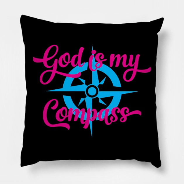 God is my compass Pillow by Litho