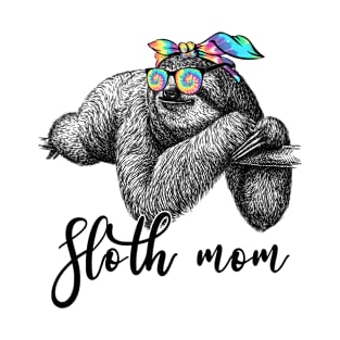 Sloth Mom Tie Dye Bandana Sunglasses Mother's Day Animals T-Shirt