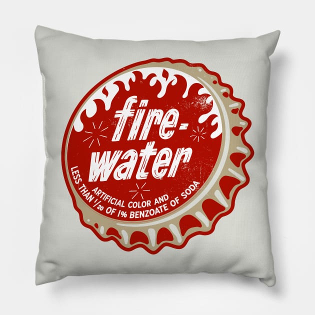 Vintage Fire Water Soda Bottlecap Pillow by StudioPM71