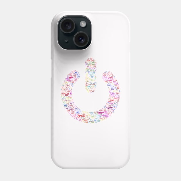 Power Button Silhouette Shape Text Word Cloud Phone Case by Cubebox