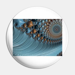 Funky Cool Teal Fractal Art Pin