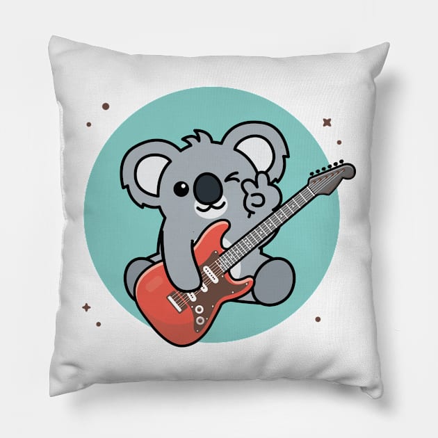 Rock star koala Pillow by Hakubiya