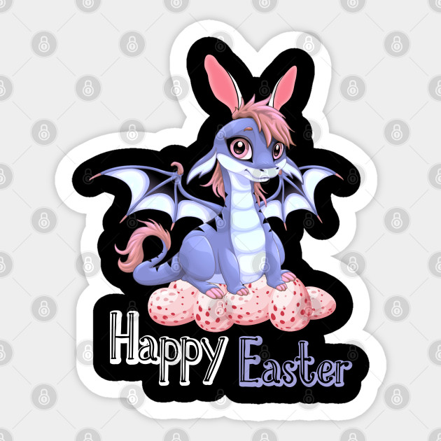 Cute Anime Dragon Happy Easter Bunny Ears Easter Dragon