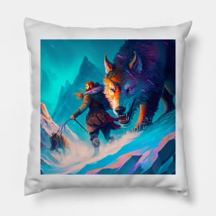 Valheim Vikings Winter Wolf Pillow