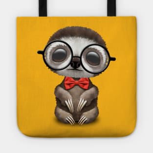 Cute Nerdy Sloth Wearing Glasses and Bow Tie Tote