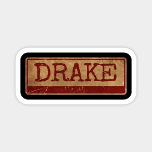 Aliska text red gold retro Drake Magnet