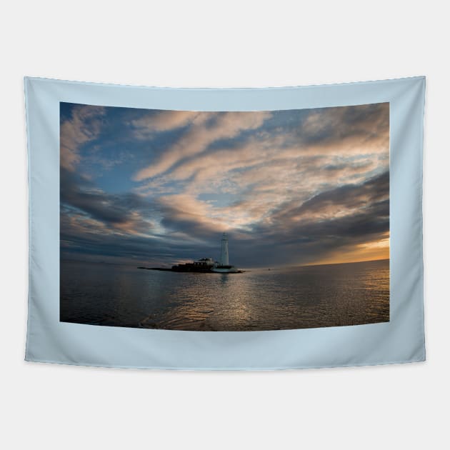 St Mary's Island at High Tide Tapestry by Violaman