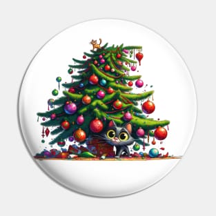 Christmas Tree Cat-astrophe Pin