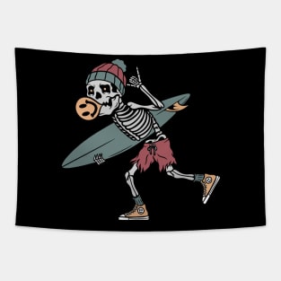 Surfing skull Tapestry