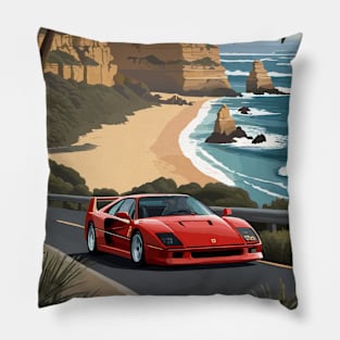Italian Red F40 Classic Car Poster Pillow