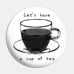 【Black and White Text】Tea Time! White Version Pin