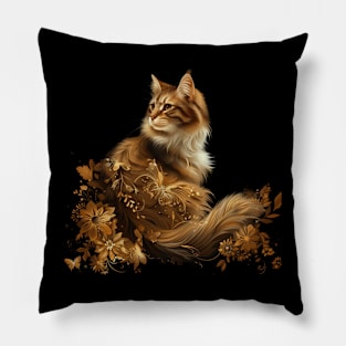 Cottagecore Aesthetic Cat Fields Pillow
