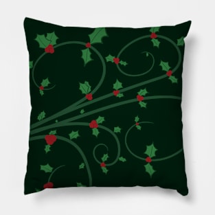 Holly Berries Vine Christmas Holiday Celebration Pillow