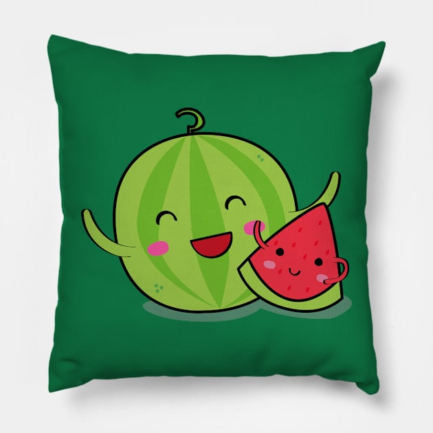 Happy Watermelon: A Slice of Joy Pillow by PauRicart