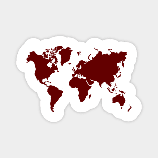 carmine red world map Magnet