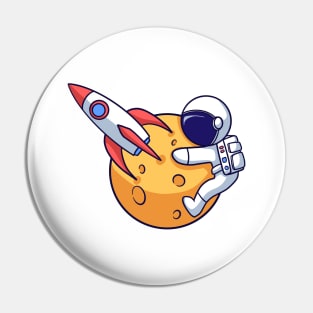 Astronaut Hugging the Moon Pin