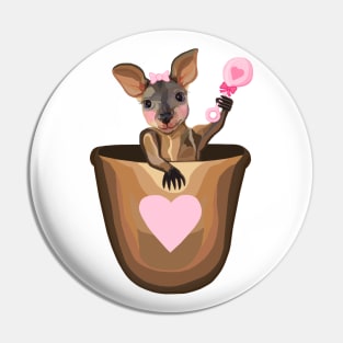 Baby Girl Kangaroo Joey in Pouch Pin