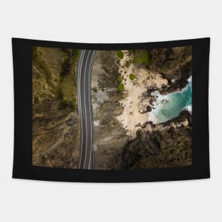 Curvy Seascape Road Tapestry