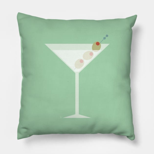 Vintage Mint Green Martini with Olives Pillow by lymancreativeco