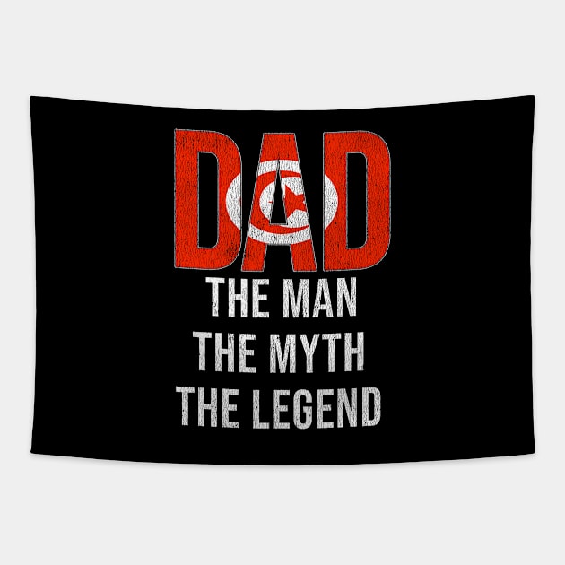 Tunisian Dad The Man The Myth The Legend - Gift for Tunisian Dad With Roots From Tunisian Tapestry by Country Flags