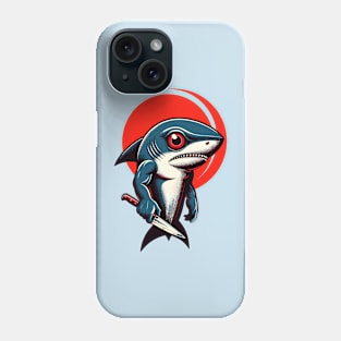 Killer shark carrying a knife Phone Case