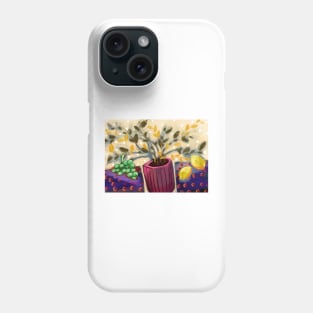 Purple Tablecloth and vase Phone Case