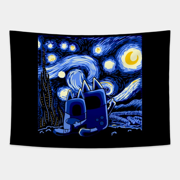 Bluey Bluey Night Tapestry by mohymochi