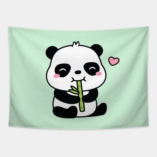 Cute Little Panda Munching On Bamboo Shoot Tapestry