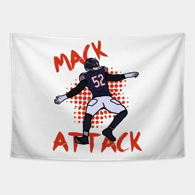 Khalil Mack 'Mack Attack' Chicago Bears NFL Tapestry by xavierjfong