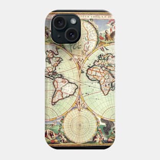 Antique Double Hemisphere Map by Frederick de Wit, c1665 Phone Case