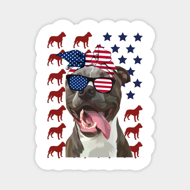 Pitbull American Flag Independence Day Gift Magnet by heryes store