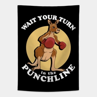 Wait Your Turn In The Punchline | Boxing Kangaroo Pun Tapestry