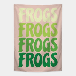 Repeating Frogs Text (Pink) Tapestry