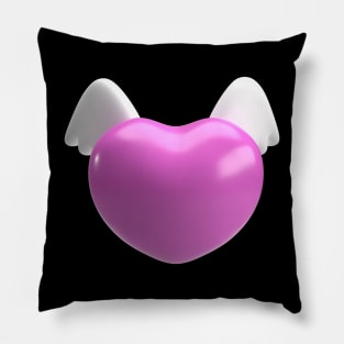 The pink heart and white wing for valentine or love concept 3d rendering Pillow