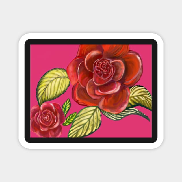 Red roses background rose Magnet by Almanzart