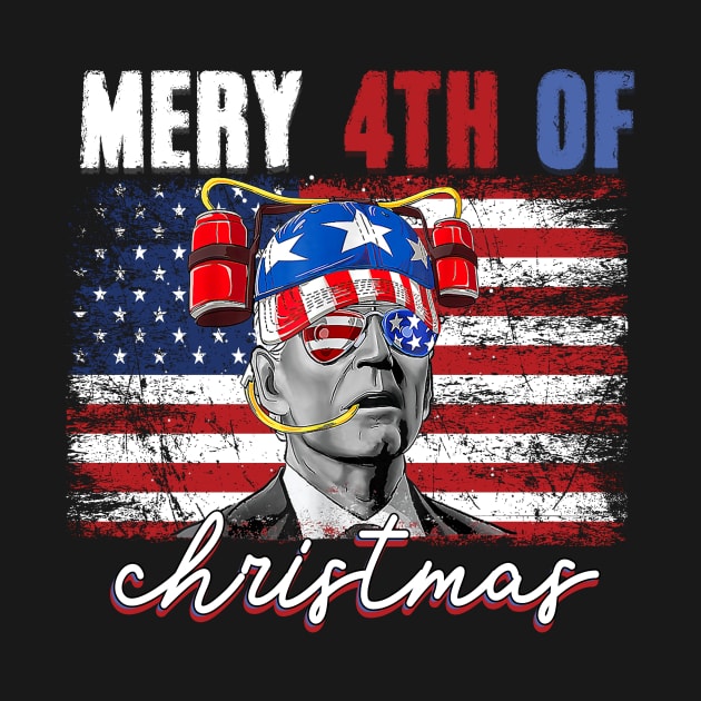 Merry 4th Of Christmas Funny TShirt 4th of july by Sky at night