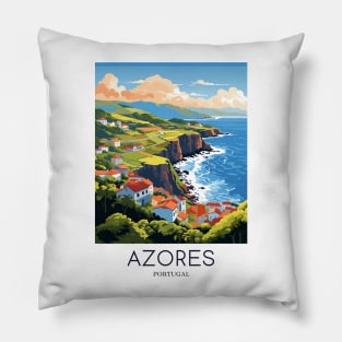 A Pop Art Travel Print of Azores - Portugal Pillow