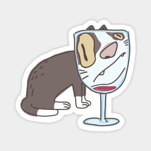 Red Wine And Cat Magnet