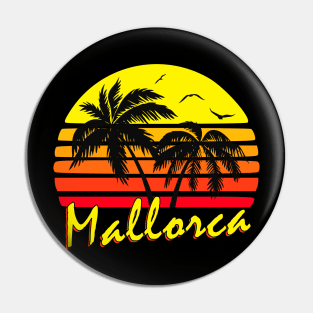 Mallorca Spain Retro Sunset Pin