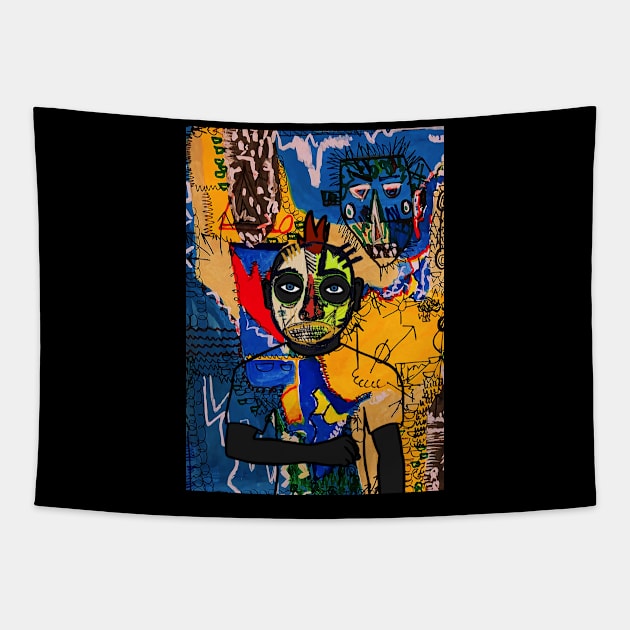 Immerse in the Artistry of Flamingo DAO - A MaleMask NFT with StreetEye Color and Street ArtGlyph Background Tapestry by Hashed Art