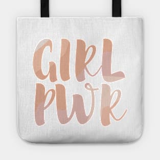 Girl Power Pwr Pink Beige Typo Lettering Tote