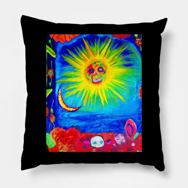 DAY OF THE DEAD SUNNY Pillow by Art Unplugged